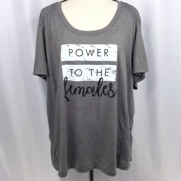 Terra & Sky Graphic Print Tee Womens Plus Size 3X 24W-26W Gray Short Sleeve - Picture 1 of 6